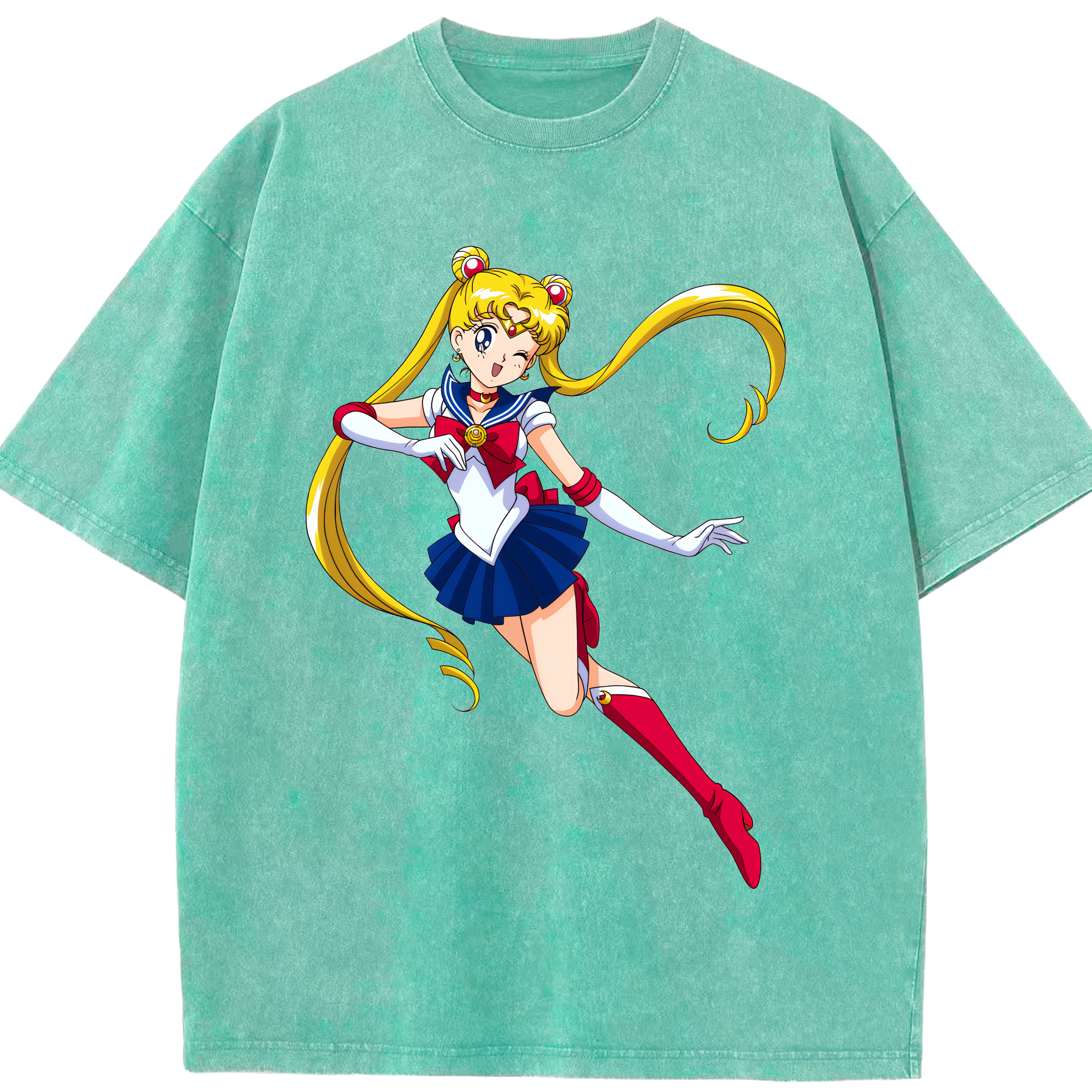 （画像用） 美少女戦士セーラームーン 月野 うさぎ つきの うさぎ Sailor Moon Tsukino Usagi 綿100% ヴィンテージ風 半袖Tシャツ（フロントプリント）
